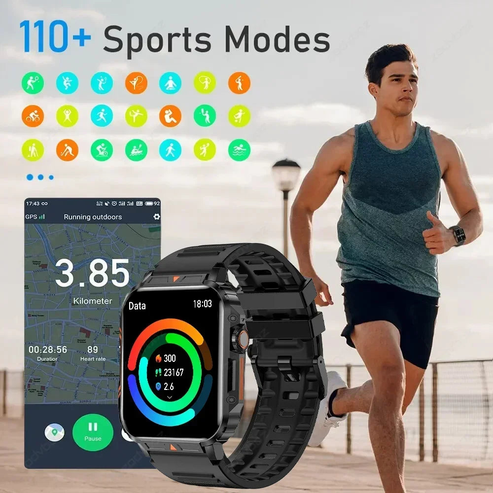 2024 Novo1.95 GPS Outdoor Militar Relógio Inteligente Homens Bluetooth Chamada Smartwatch IP68 À Prova D'Água Relógios Ftiness Homem Para Android IOS 