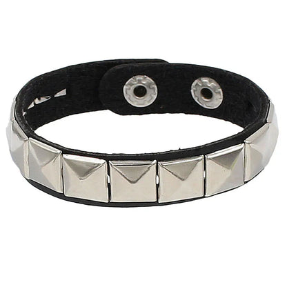 2024 Pu Couro Studded Pulseira Gargantilha Punk Spike Rebites Punho Preto Pulseira Ajustável Punho Pulseira 