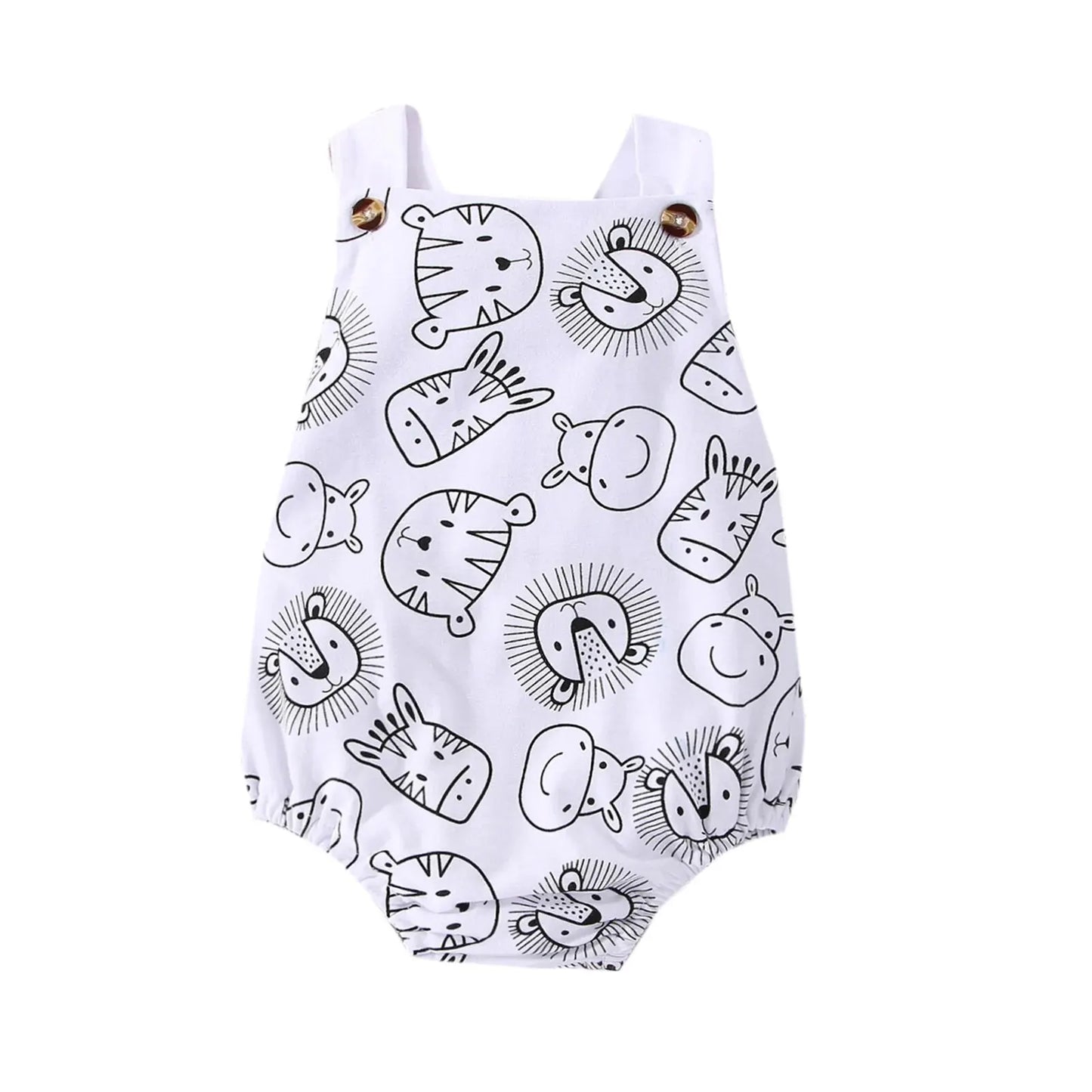 2024 Summer Baby Boys Girls Animal Print Sleeveless Jumpsuit Newborn Infant Casual Romper Clothes 0-24M Leedoar