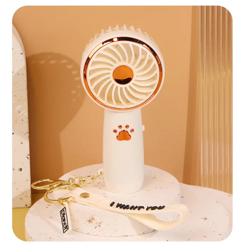 2024 Verão Novo Mini Ventilador Bonito Desenho Animado Portátil Carregamento USB Ventilador Portátil Estudante Ventilador Ao Ar Livre 