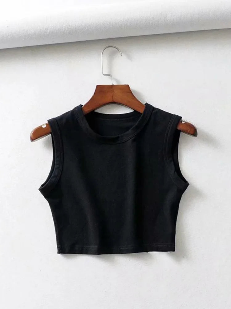 2024 Summer vintage white crop tops women biker black punk sexy tank top korean streetwear cropped sleeveless top feminino Leedoar