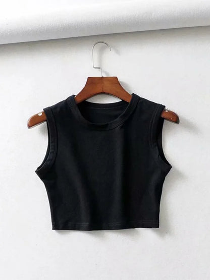 2024 Summer vintage white crop tops women biker black punk sexy tank top korean streetwear cropped sleeveless top feminino Leedoar