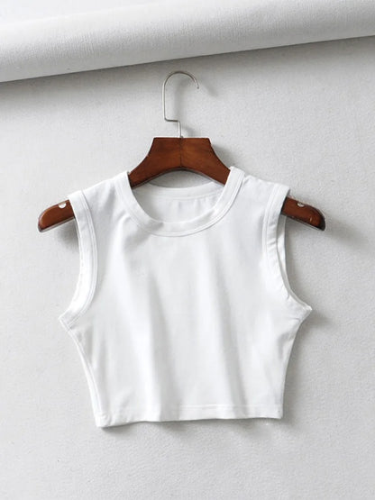 2024 Summer vintage white crop tops women biker black punk sexy tank top korean streetwear cropped sleeveless top feminino Leedoar