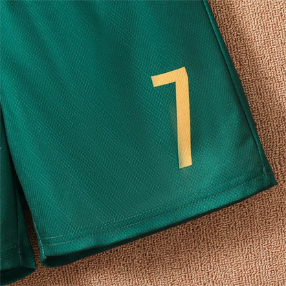 2024 Youth and Children Red and Green Splicing Color No. 7 Legend Quick-drying Sports Football Suit Set Leedoar