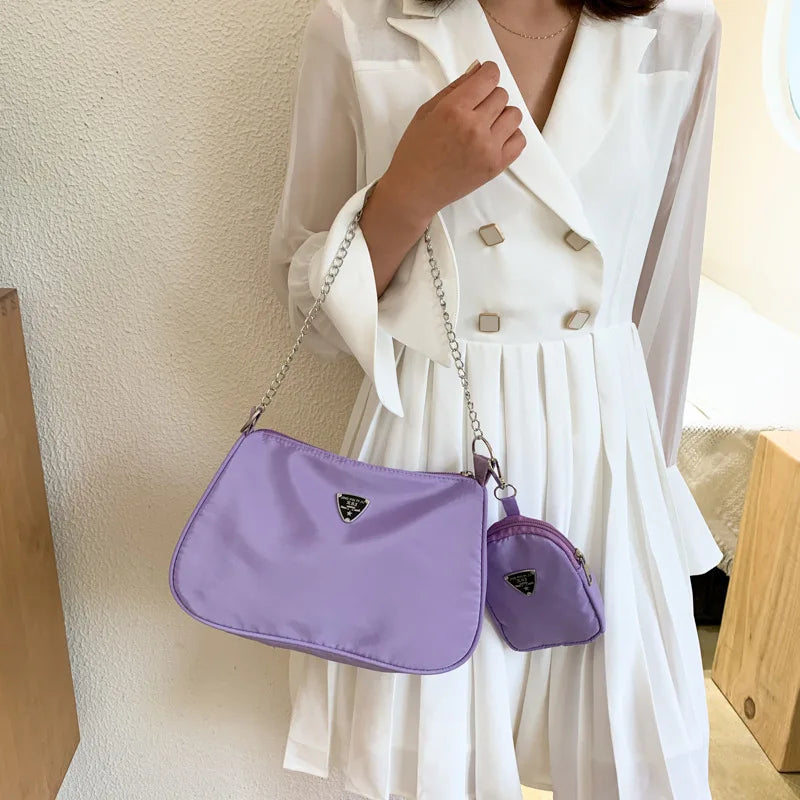 2024 korean style women bag new simple nylon mother-in-law bag student fashion style shoulder bag shoulder bag Leedoar