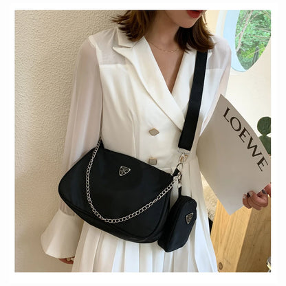 2024 korean style women bag new simple nylon mother-in-law bag student fashion style shoulder bag shoulder bag Leedoar