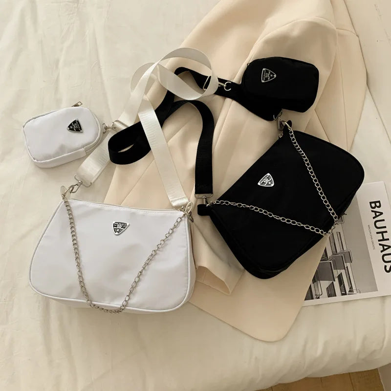 2024 korean style women bag new simple nylon mother-in-law bag student fashion style shoulder bag shoulder bag Leedoar