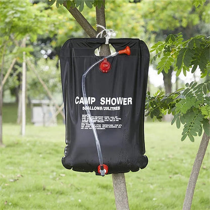 Bolsa de chuveiro solar dobrável de 20L Bolsa de água para banho ao ar livre Camping Sun Compact Bolsas de chuveiro de água aquecida Acessórios para piscina 