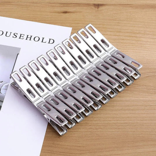 20PCS Stainless Steel Clothespins Binder Clips, Duty Clothespin, Metal Clip Set, Metal Clothes Clips for Clothes Sock Leedoar