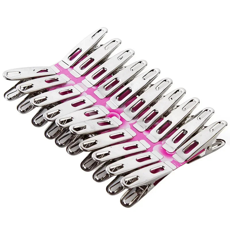 20PCS Stainless Steel Clothespins Binder Clips, Duty Clothespin, Metal Clip Set, Metal Clothes Clips for Clothes Sock Leedoar