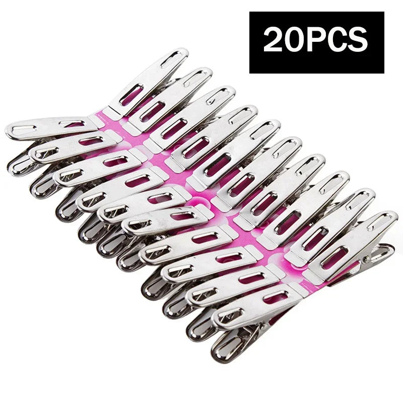 20PCS Stainless Steel Clothespins Binder Clips, Duty Clothespin, Metal Clip Set, Metal Clothes Clips for Clothes Sock Leedoar