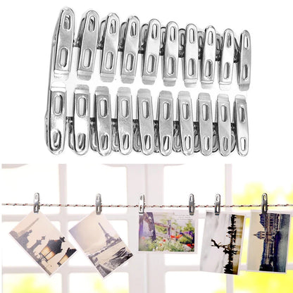 20PCS Stainless Steel Clothespins Binder Clips, Duty Clothespin, Metal Clip Set, Metal Clothes Clips for Clothes Sock Leedoar