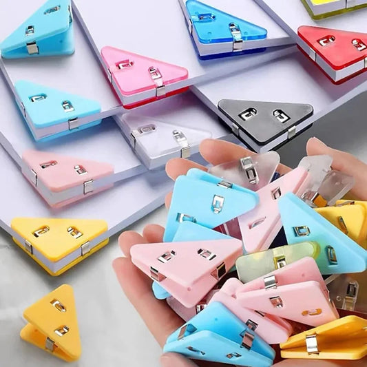 20 clips triangulares creativos para billetes, clips para esquinas de libros, clips para carpetas de papel para estantes de almacenamiento de escritorio, organizador de escritorio de oficina 