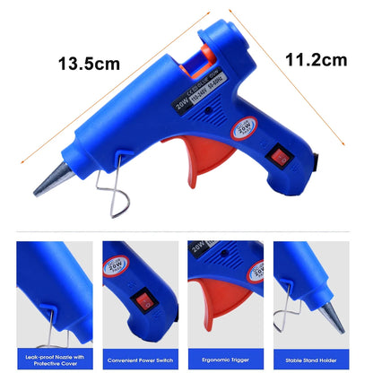 20W Hot Melt Glue Gun with Seal Wax Glue Sticks Household DIY Industrial Guns Heat Temperature Thermo Electric Repair Tool