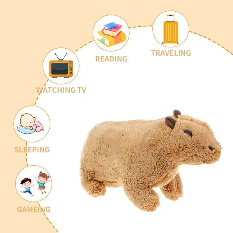 20cm Simulation Fluffty Capybara Rodent Plush Doll Soft Cute Stuffed Crawling Rodent Animal Lifelike Bedtime Toy Leedoar