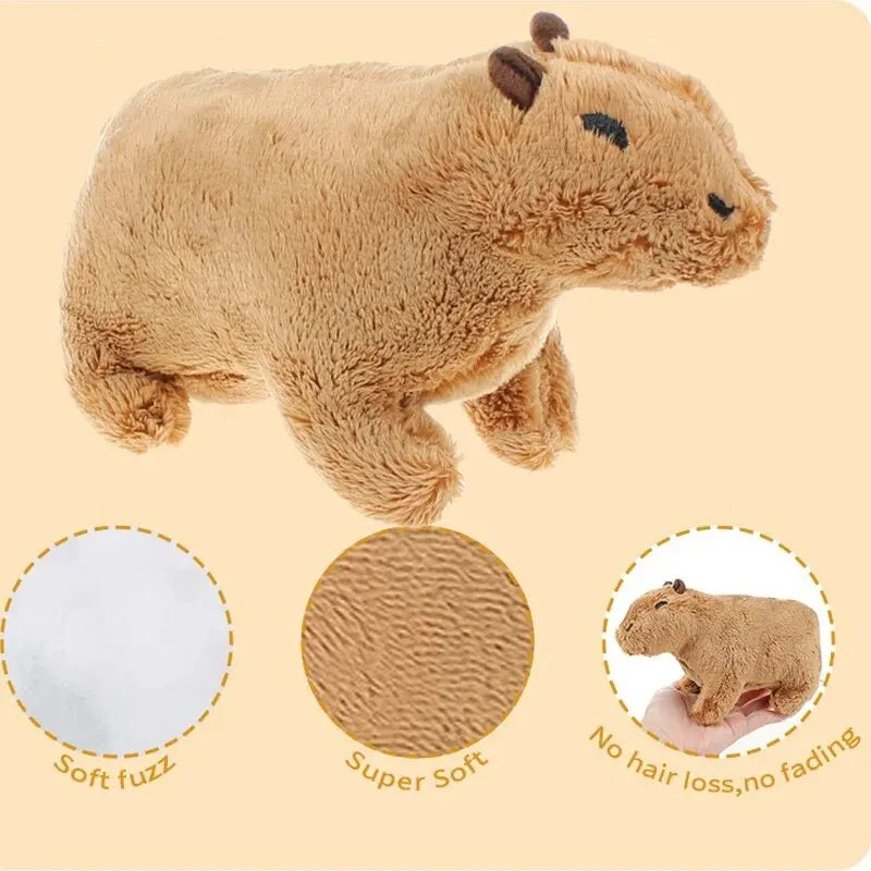 20cm Simulation Fluffty Capybara Rodent Plush Doll Soft Cute Stuffed Crawling Rodent Animal Lifelike Bedtime Toy Leedoar