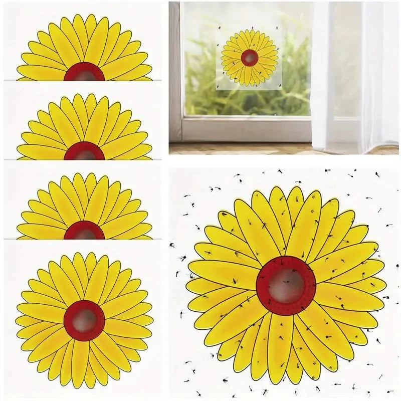 20pcs Window Fly Traps, Sunflower Fly Stickers, Indoor Insect Traps, Indoor Kitchen Plants, Trees, Fly Pest Control Leedoar