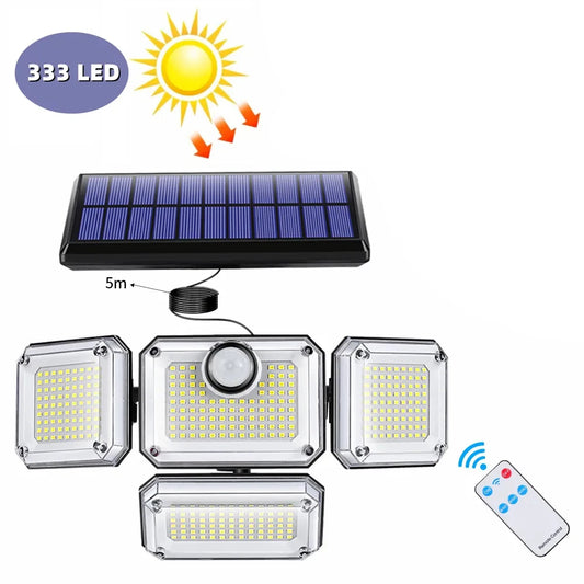 20w Solar Light 122/333led IP65 Waterproof Outdoor Indoor Solar Garden Lamp With Adjustable Head Wide Lighting Angle With 3 Mode Leedoar