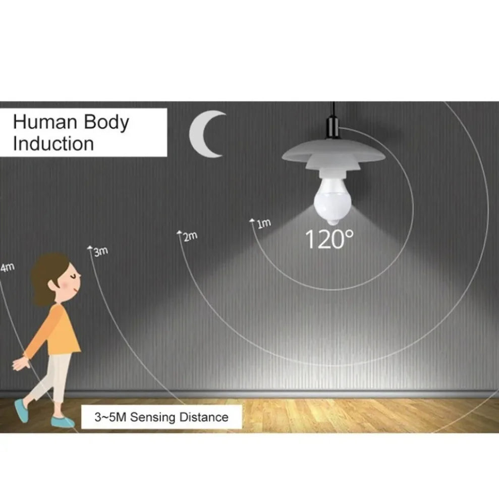 Lámpara con sensor de movimiento PIR, 220 V, E27, 9 W, 12 W, 15 W, 18 W, bombilla LED con sensor de movimiento, detector de movimiento por radiación infrarroja, luz de seguridad 