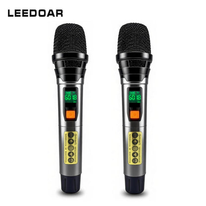 LEEDOAR HT-88 Rechargeable Dual-Channel Wireless Microphone System Dynamic Mic for Home Karaoke, Outdoor Singing, and Live Streaming
