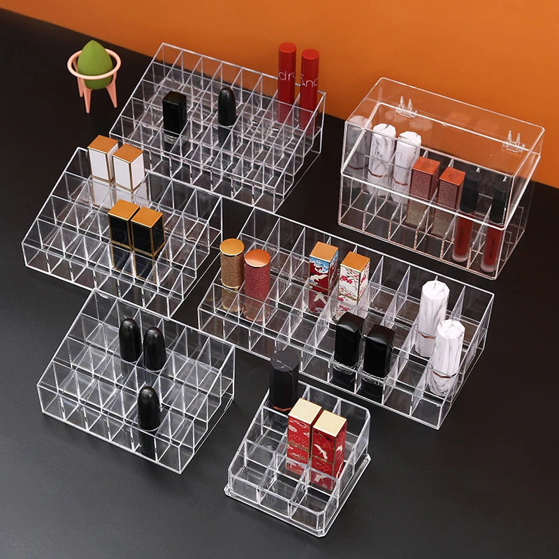 24/9 Grid Lipstick Box Acrylic Makeup Organizer Storage Box Lipstick Nail Polish Display Stand Holder Cosmetic Organizer Box Leedoar