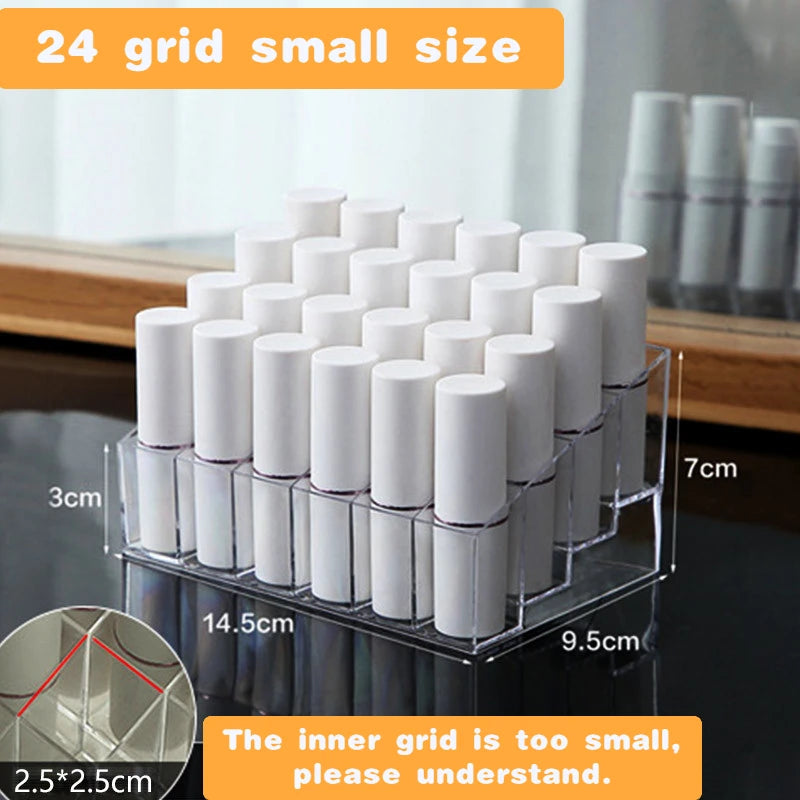 24/9 Grid Lipstick Box Acrylic Makeup Organizer Storage Box Lipstick Nail Polish Display Stand Holder Cosmetic Organizer Box Leedoar