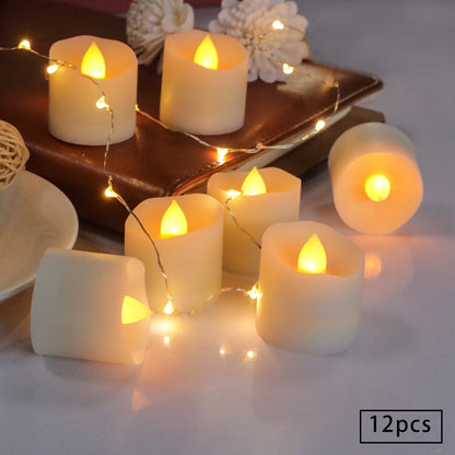 Juego de 24 velas LED sin llama, velas LED creativas para té, velas blancas cálidas sin llama, velas decorativas para Halloween y Navidad 