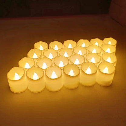 Juego de 24 velas LED sin llama, velas LED creativas para té, velas blancas cálidas sin llama, velas decorativas para Halloween y Navidad 