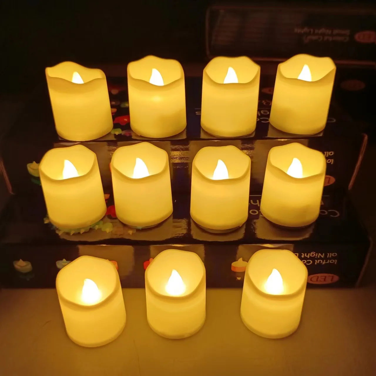 24Pcs/Set Flameless LED Candle Creative Wishing Led Tea Light Quente Branco Flameless Candle Halloween Christmas Decor Candle Light 