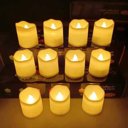 Juego de 24 velas LED sin llama, velas LED creativas para té, velas blancas cálidas sin llama, velas decorativas para Halloween y Navidad 