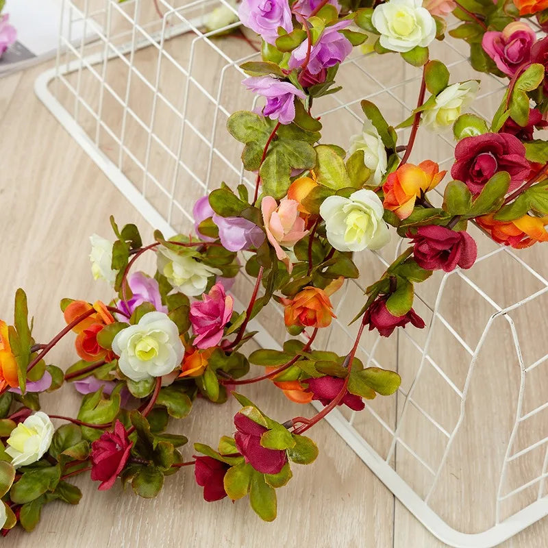 250CM Artificial Rose Flowers Vine for Wedding Decoration Home Room Decor Spring Autumn Garden Arch Rattan DIY Fake Plants Vine Leedoar