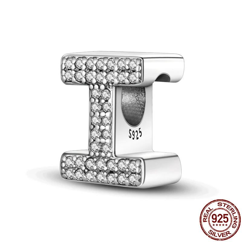 26 A- Z Alphabet Beads 925 Silver LOVE Letter Charm Fit Original Pandora Charms Bracelet Bangle CZ Zircon Bead Jewelry Gift Hot Leedoar