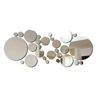 26 PCs 3D Acrylic Mirror Wall Sticker, round Mirror, DIY Bedroom, Bathroom and TV Background Room Sticker Wall Decoration Leedoar