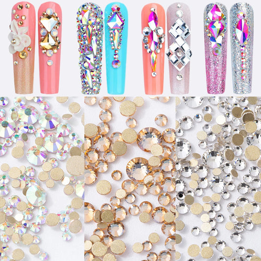 2880PCS SS3-SS20 Multi-cores Mix Tamanho Nail Art Strass Flatback Não Hotfix Cristal Diamantes para Decorações de Unhas 3D 