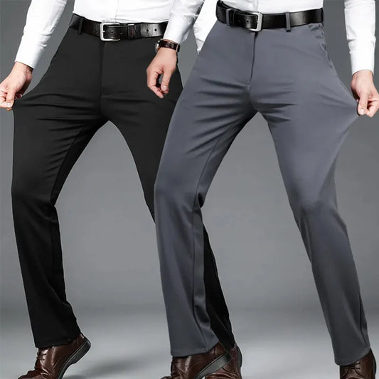 Pantalones de traje informal de negocios de moda fina de verano para hombre 29-42 Pantalones largos Pantalones formales de manga recta elástica para hombre Talla grande 28-40 