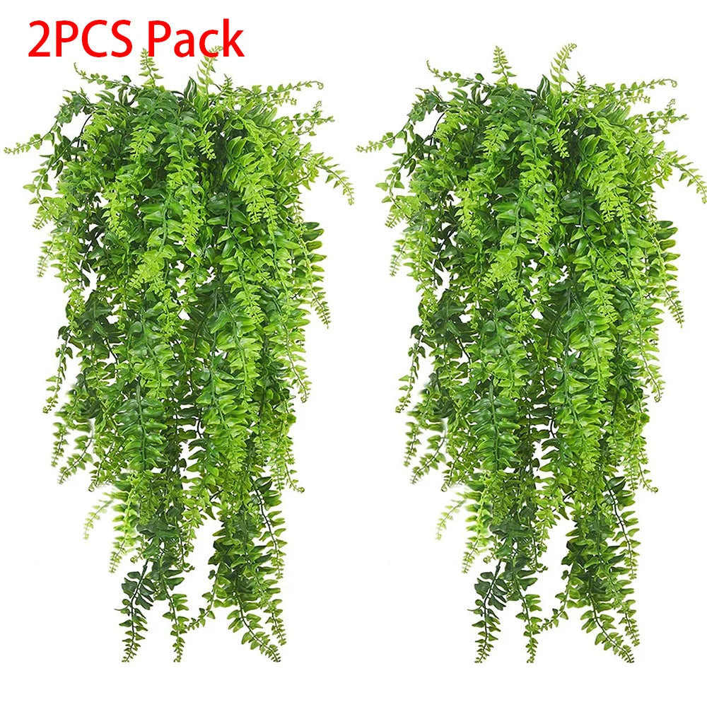 2PCS Plantas Artificiais Samambaia Persa Videiras Cestas Penduradas Planta Falsa Guirlanda Rattan para Parede Jardim Casa Decoração Festa de Casamento 