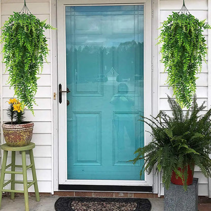 2 piezas de plantas artificiales, enredaderas de helecho persa, cestas colgantes, guirnalda de plantas falsas de ratán para pared, jardín, hogar, decoración de bodas y fiestas 