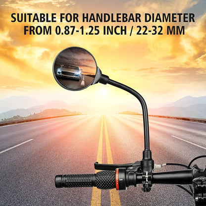 2PCS Bike Mirror Bike Handlebar Rearview Mirror Rotatable And Adjustable Wide Angle Rear View Shockproof Convex Mirror Universal Leedoar