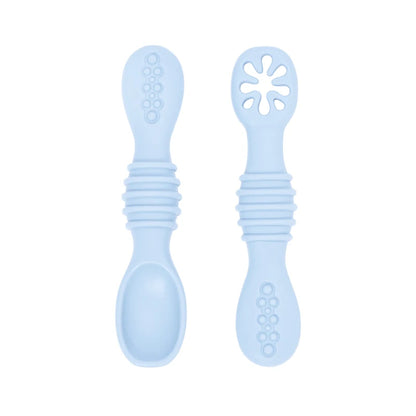 2PCS Cute Baby Learning Spoons Utensils Set Food Grade Silicone Sticky Spoon Children Cutlery Training Spoon Feeding Tableware Leedoar