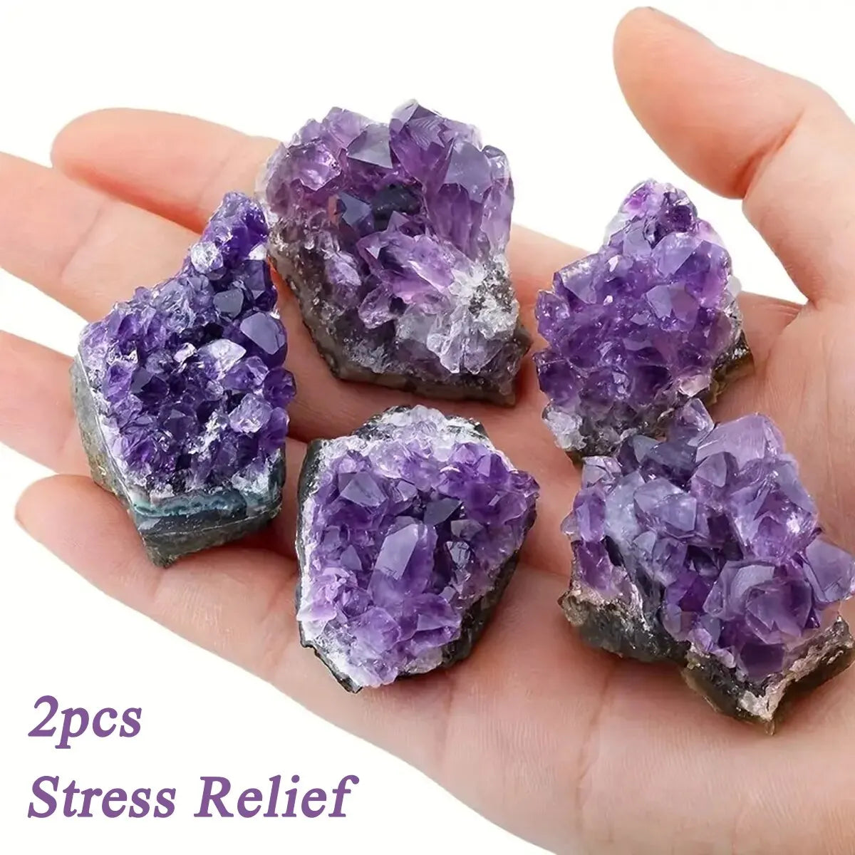 2PCS Natural Amethyst Treatment Stone -Energy Stone Healing Crystal Mysterious Energy Decoration, Decoration. Leedoar