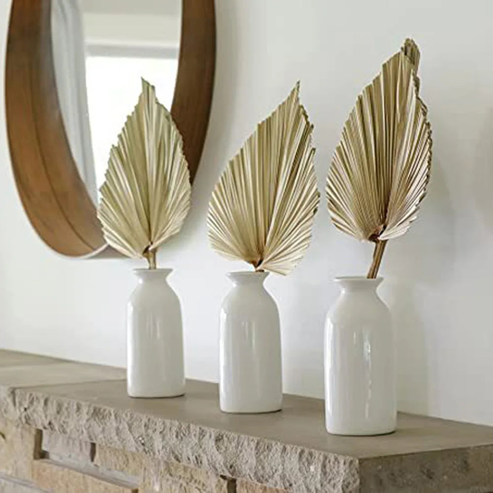 2PCS Palm Fan Leaf Dried Flower Mini Palm Leaves In Different Shapes Pampas Grasses Branches DIY Wedding Decorations Home Decor Leedoar