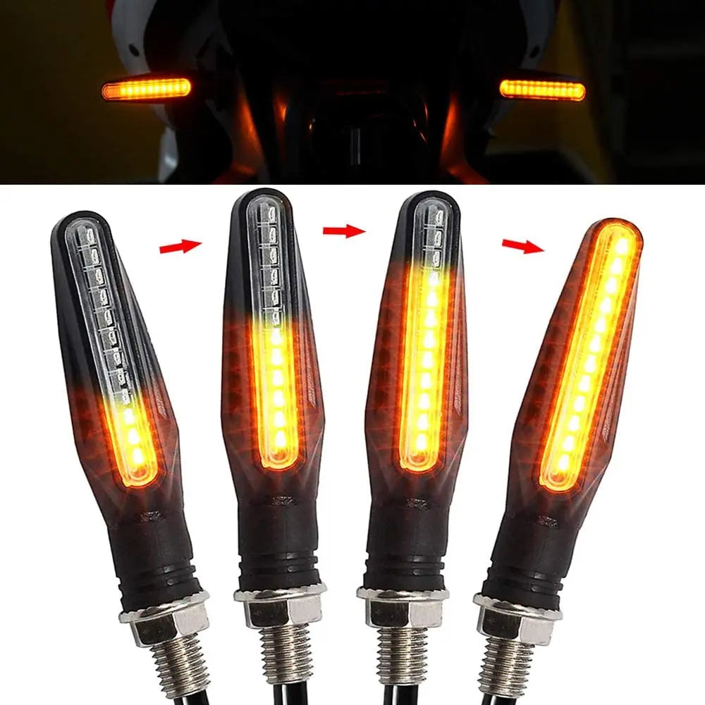 2PCS Universal LED Motorcycle Turn Signal Light 12v IP68 Waterproof Amber Flasher Indicator Blinker Rear Lights Lamp Accessories Leedoar