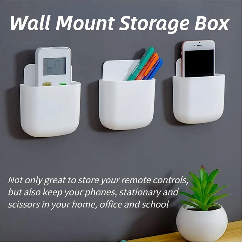 2PCS Wall Mounted Storage Box Household Living Room Conditioner Remote Control Bedside Phone Storage Holder Organizer Box Shelf Leedoar