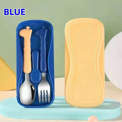 2PCSChildrens Tableware 304 Food Grade Stainless Steel Knife And Fork Baby Eating Training Utensils Leedoar