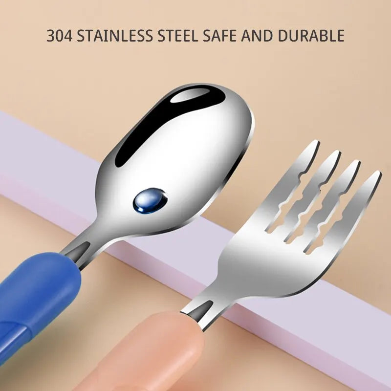 2PCSChildrens Tableware 304 Food Grade Stainless Steel Knife And Fork Baby Eating Training Utensils Leedoar