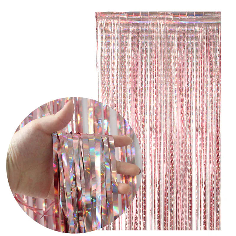 2Pack Foil Curtain Backdrop Silver Metallic Tinsel Foil Fringe Curtains for Birthday Wedding Baby Shower Disco Party Decorations Leedoar