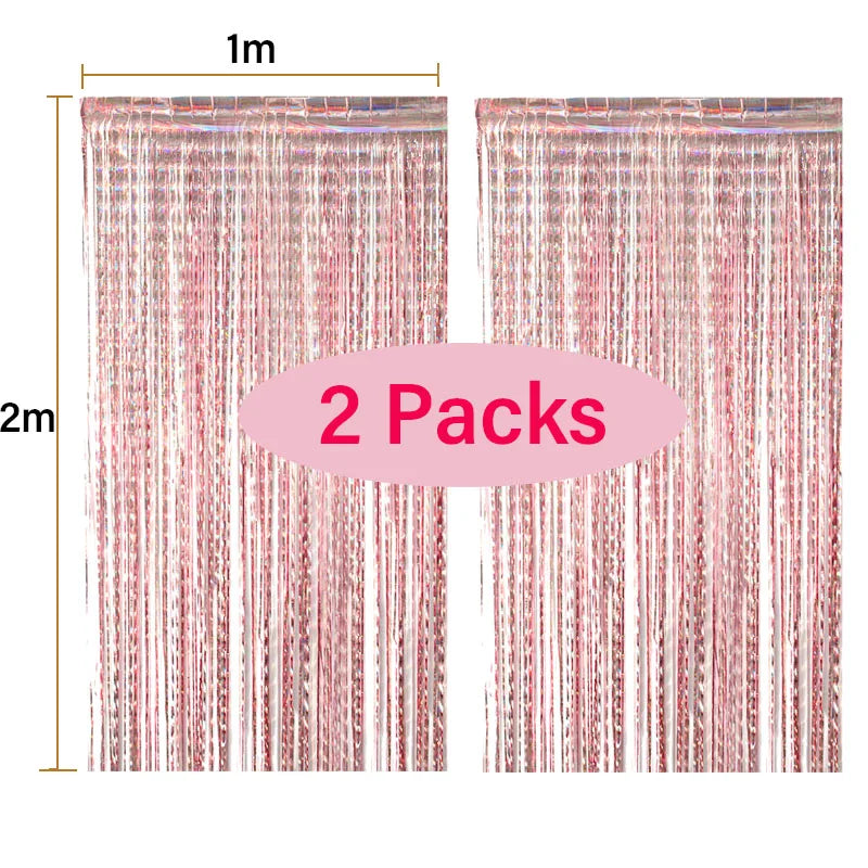 2Pack Foil Curtain Backdrop Silver Metallic Tinsel Foil Fringe Curtains for Birthday Wedding Baby Shower Disco Party Decorations Leedoar