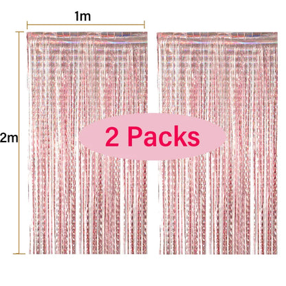 2Pack Foil Curtain Backdrop Silver Metallic Tinsel Foil Fringe Curtains for Birthday Wedding Baby Shower Disco Party Decorations Leedoar