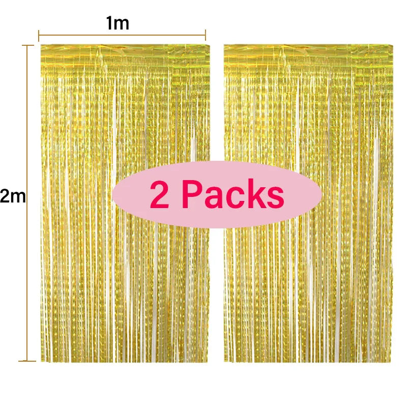 2Pack Foil Curtain Backdrop Silver Metallic Tinsel Foil Fringe Curtains for Birthday Wedding Baby Shower Disco Party Decorations Leedoar