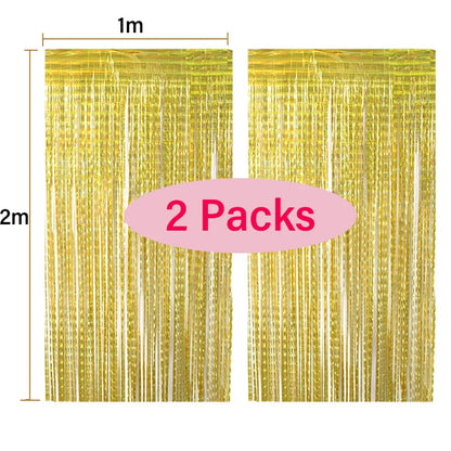 2Pack Foil Curtain Backdrop Silver Metallic Tinsel Foil Fringe Curtains for Birthday Wedding Baby Shower Disco Party Decorations Leedoar